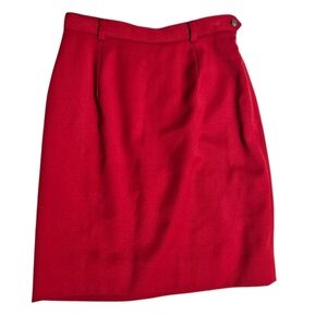 Vintage Ralph Lauren Red Wool Pencil Skirt Made in USA Size 6